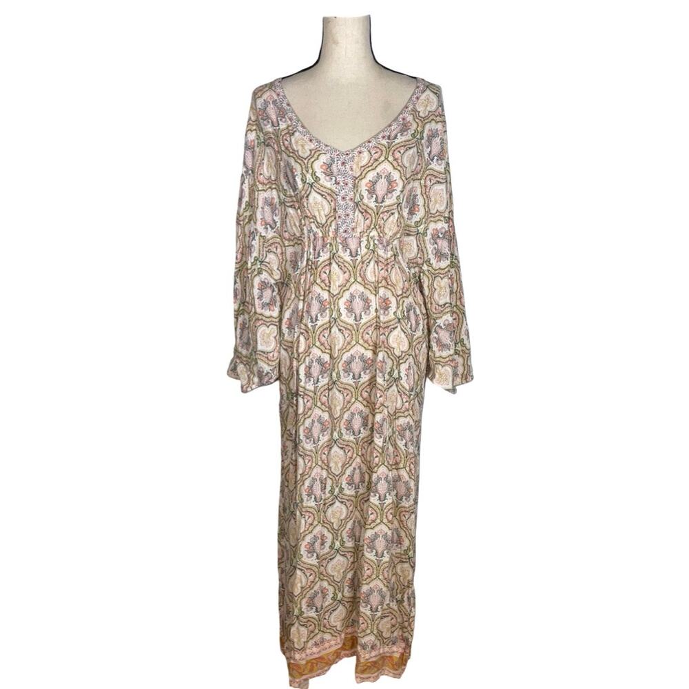 World Market Paisley Print Side Slit Maxi Tunic Dress   Size: S/M